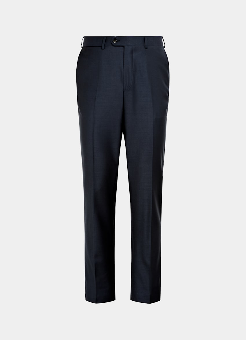 Mid Blue Slim Leg Straight Suit Pants