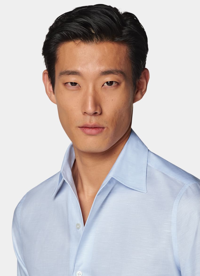 Light Blue Classic Collar One Piece Slim Fit Shirt