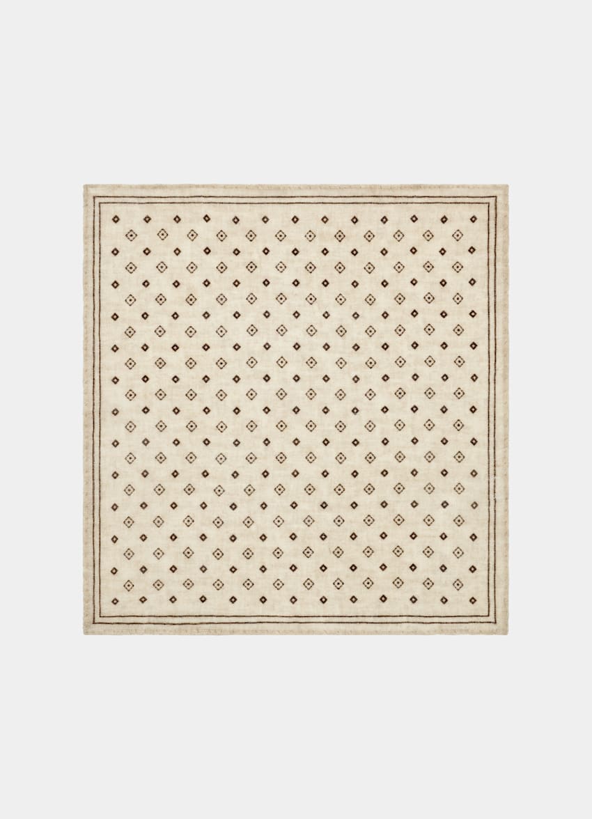 Light Brown Graphic Pocket Square