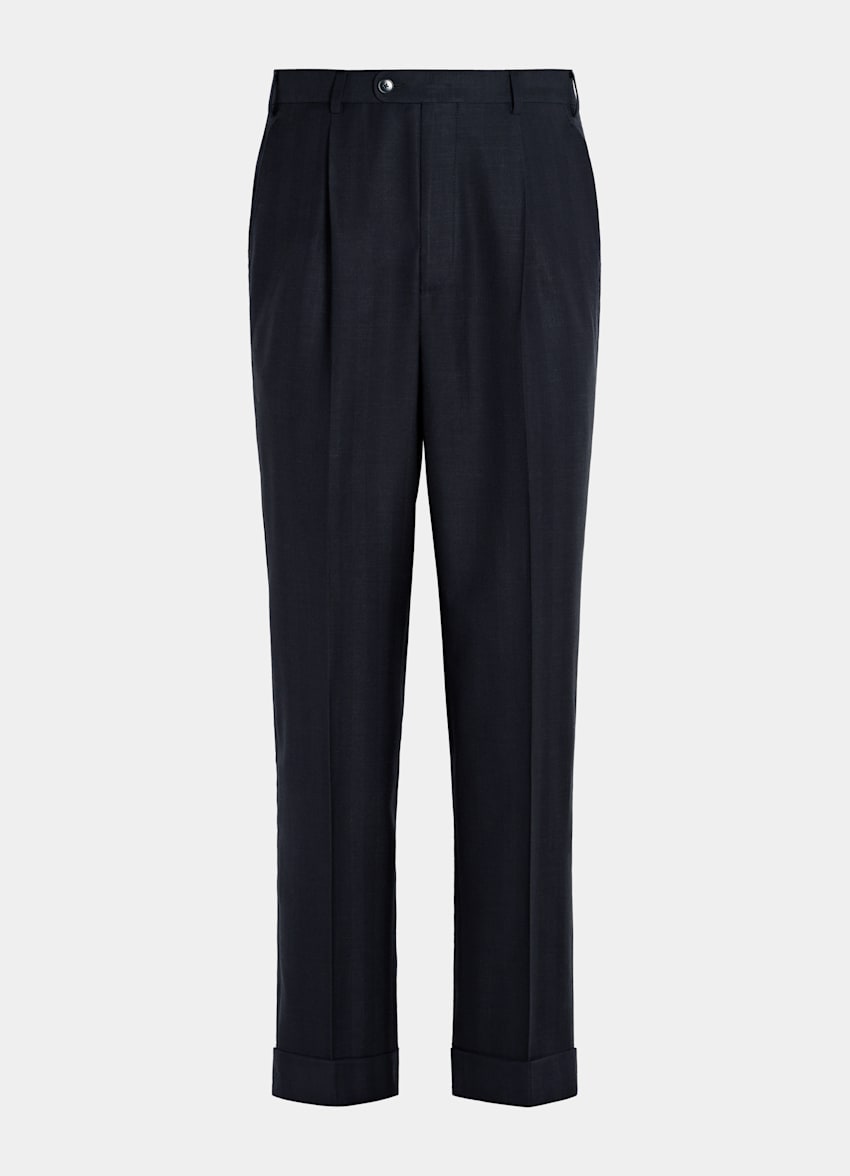 Navy Herringbone Tailored Fit Havana Suit
