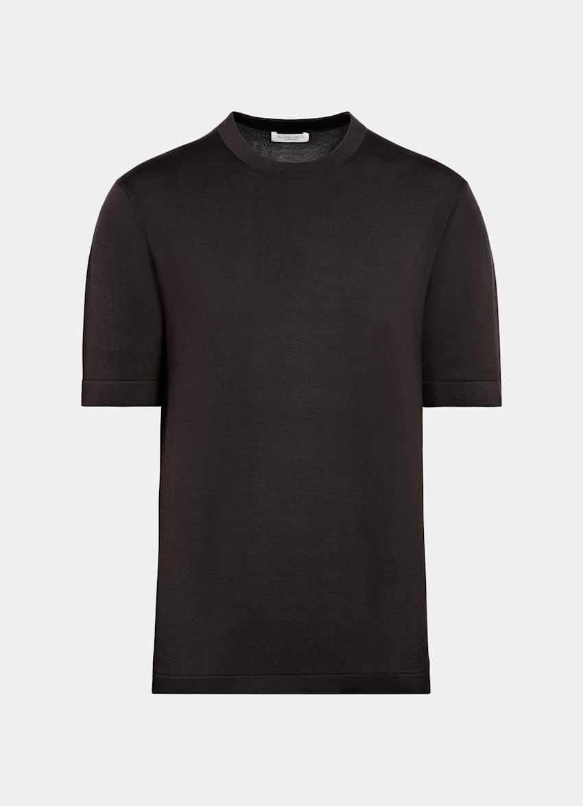 Dark Brown Short Sleeve Crewneck