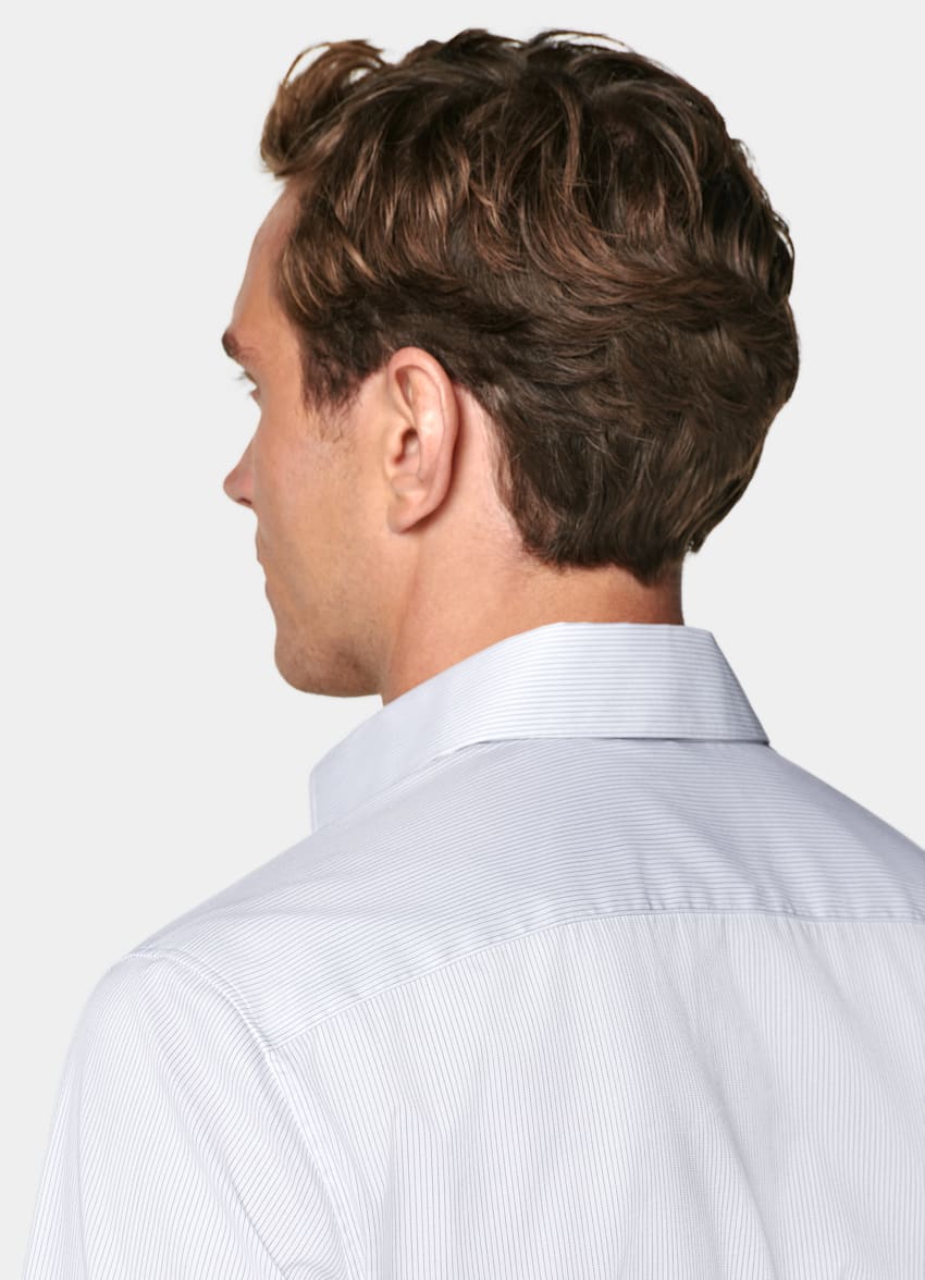 White Striped Twill Tailored Fit Shirt