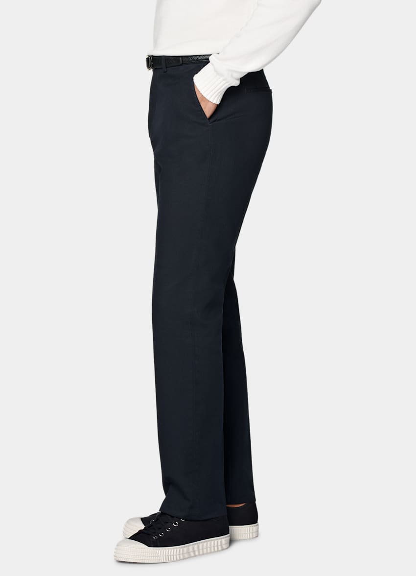 Navy Slim Leg Straight Chinos
