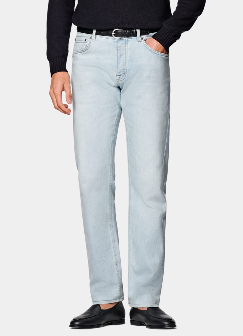 Light Blue Slim Leg Tapered Jeans