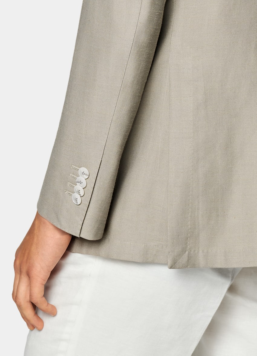 Light Green Herringbone Relaxed Fit Roma Blazer