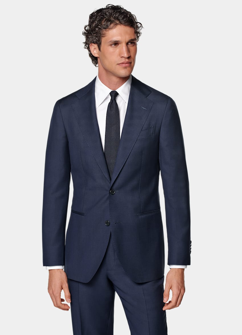 Mid Blue Checked Custom Made Suit