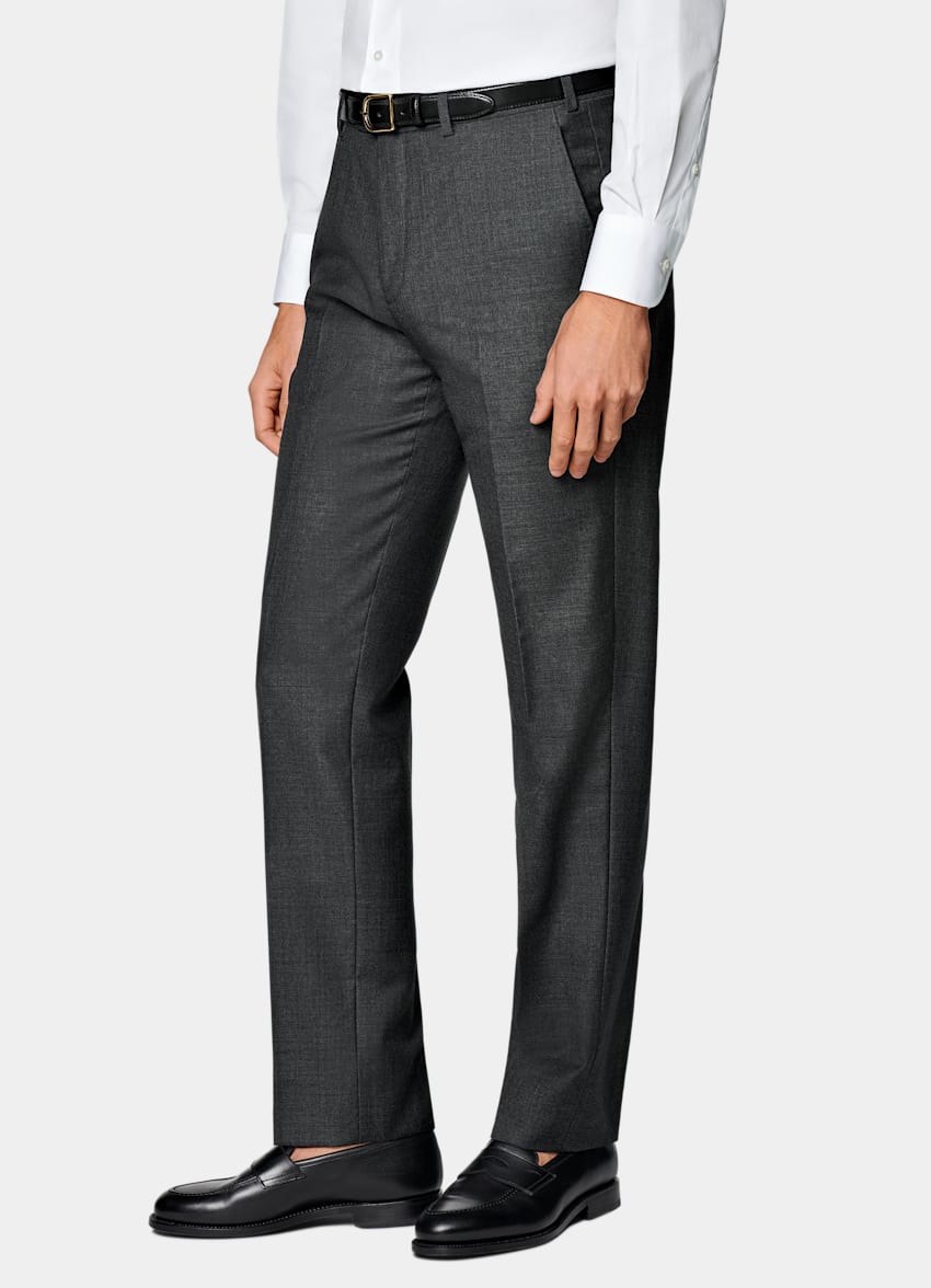 Dark Grey Slim Leg Straight Suit Pants