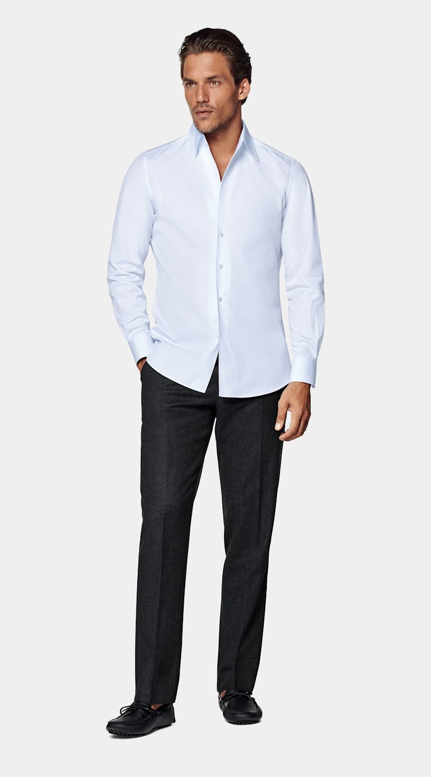 Light Blue Classic Collar One Piece Tailored Fit Shirt