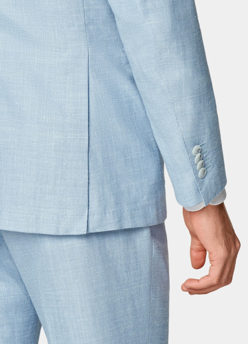 Light Blue Three-Piece Tailored Fit Havana Suit
