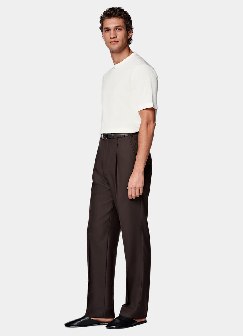 Dark Brown Wide Leg Straight Pants