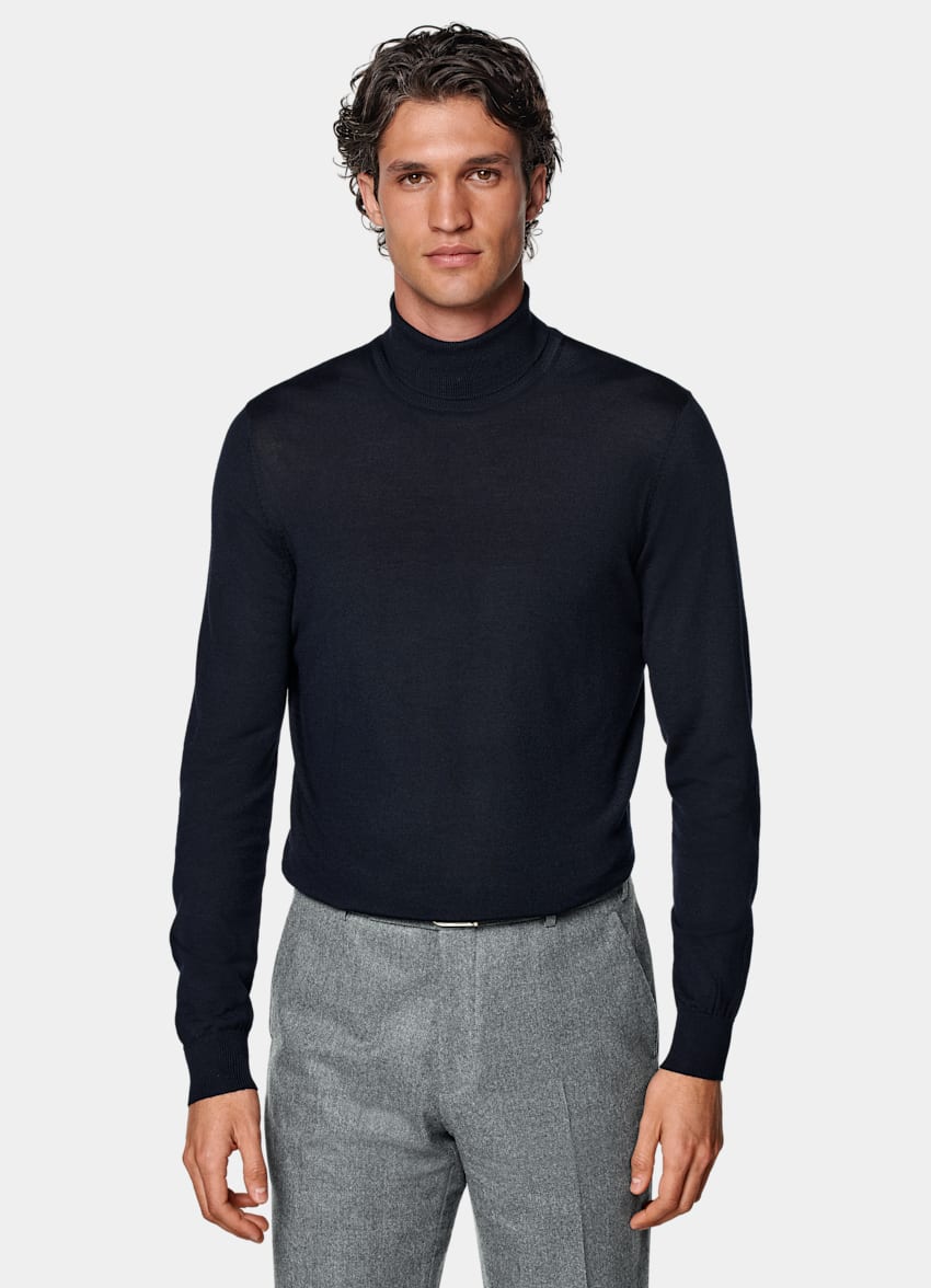 Navy Merino Turtleneck