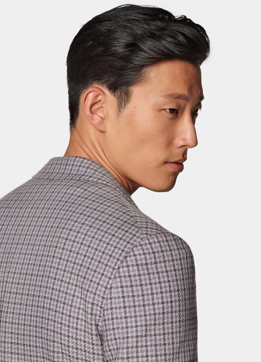 Taupe Checked Tailored Fit Milano Blazer