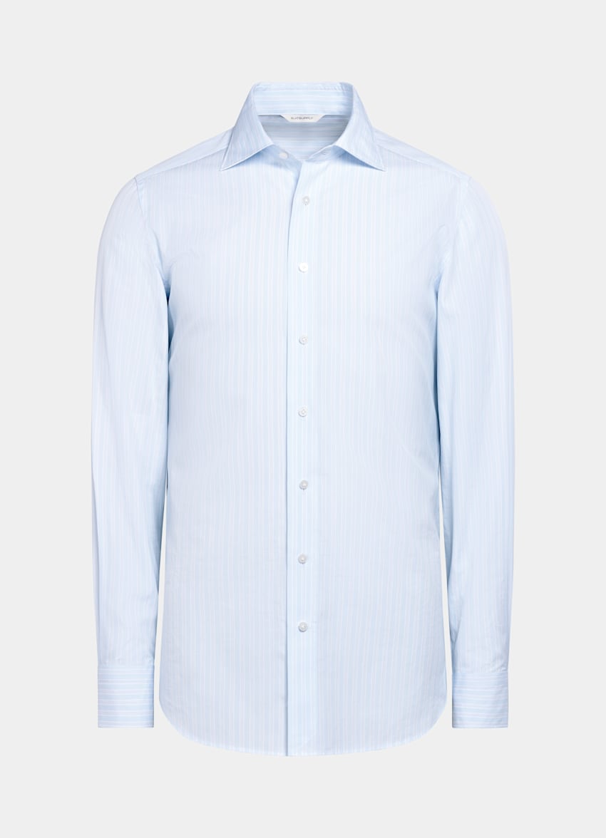 Light Blue Striped Tailored Fit Shirt