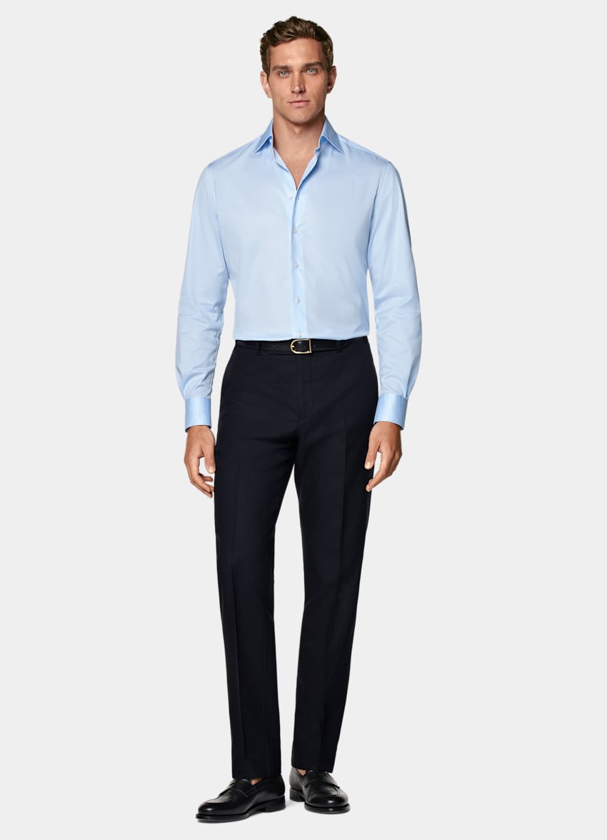 Light Blue Twill Tailored Fit Shirt