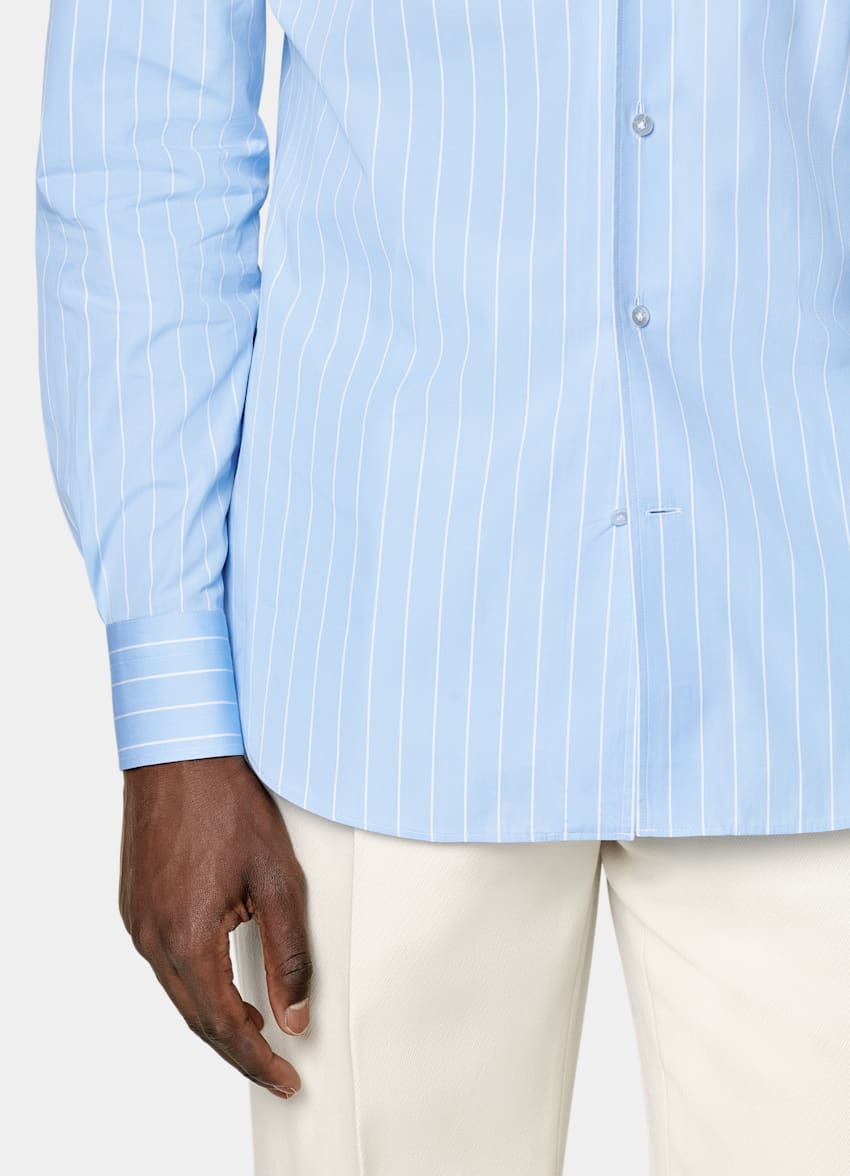 Light Blue Striped Tailored Fit Shirt