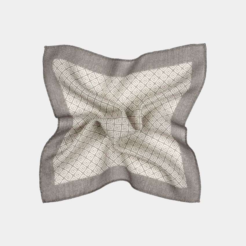 Light Brown Graphic Pocket Square