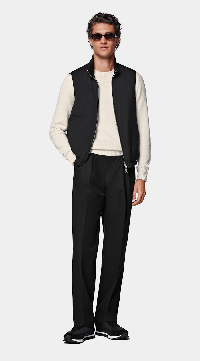 Black Reversible Light Padded Zip Vest