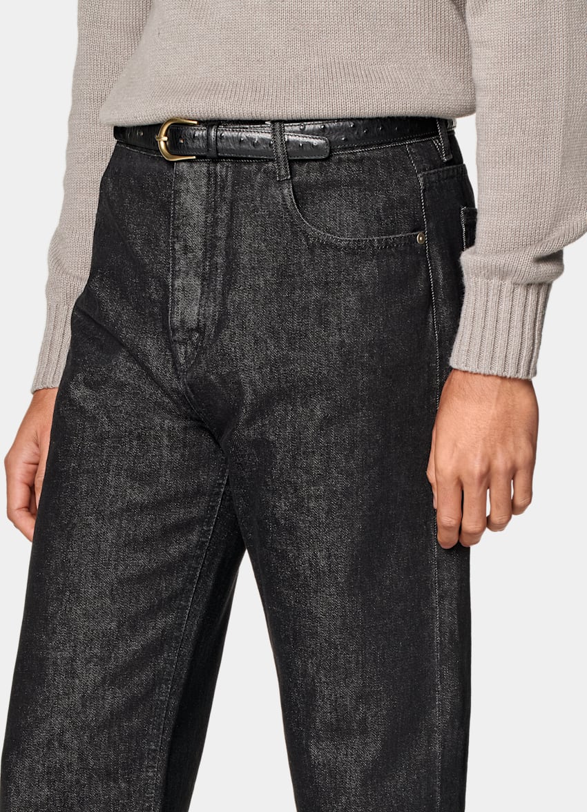 Dark Grey Straight Leg Jeans