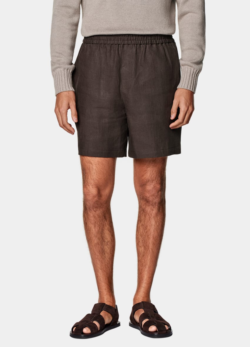 Mid Brown Straight Leg Shorts