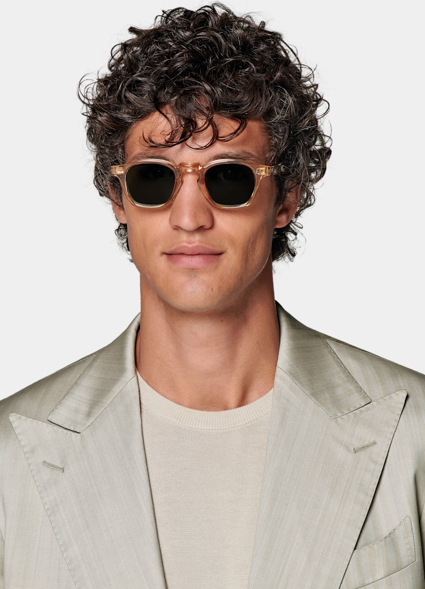 Sand Herringbone Perennial Tailored Fit Havana Suit