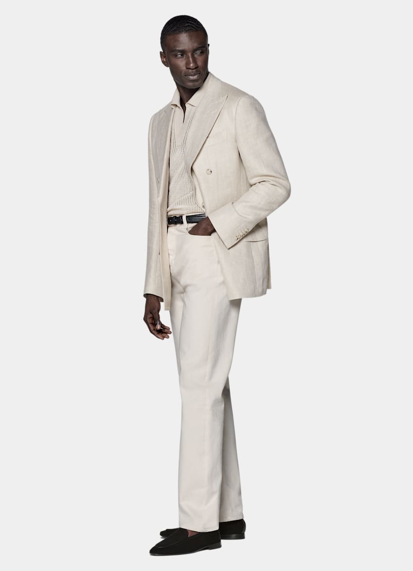 Light Taupe Herringbone Tailored Fit Milano Blazer