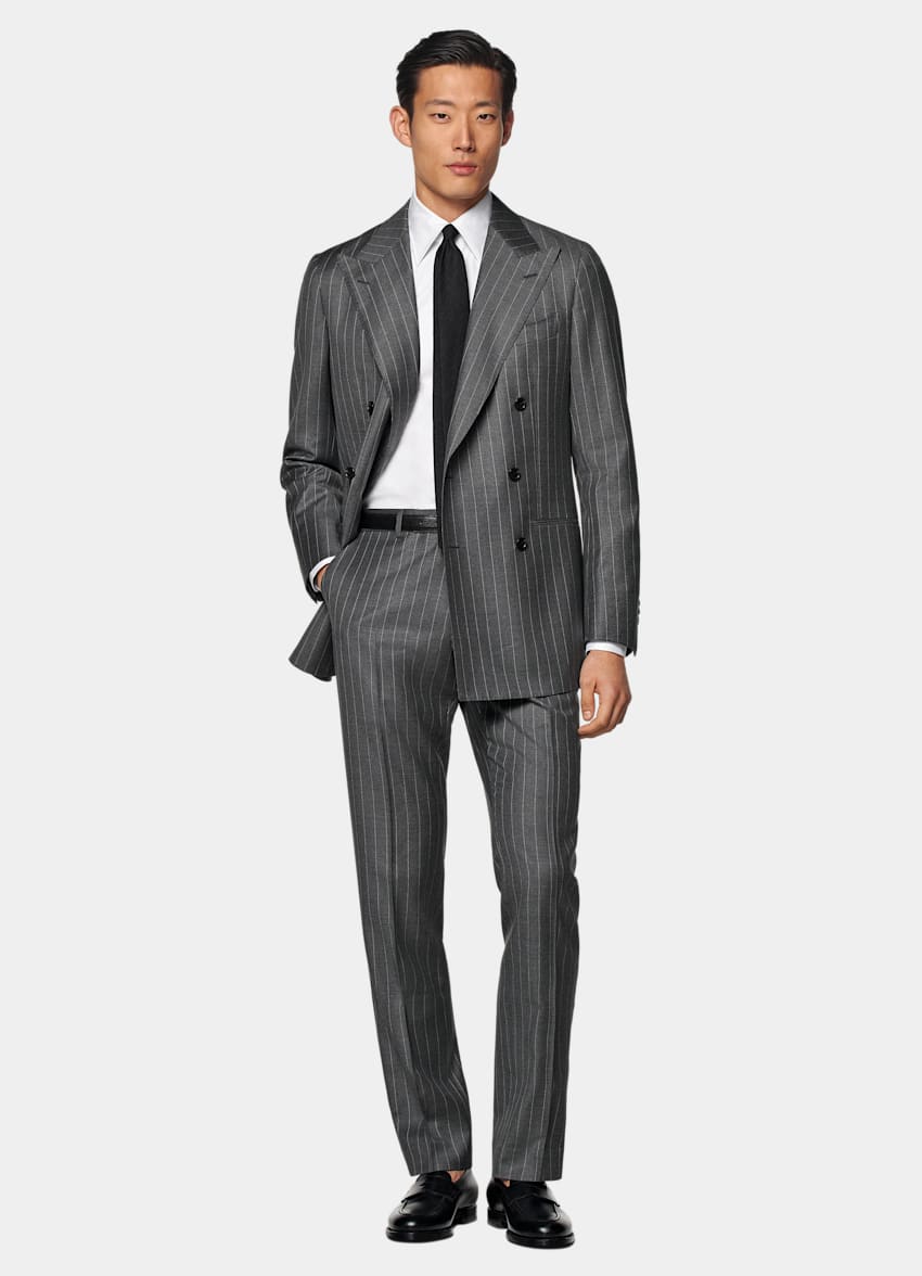 Mid Grey Striped Custom Made Suit