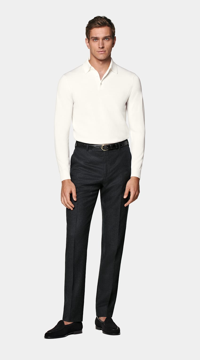 Off-White Merino Long Sleeve Polo