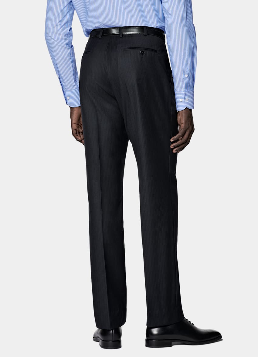 Navy Striped Tailored Fit Milano Suit