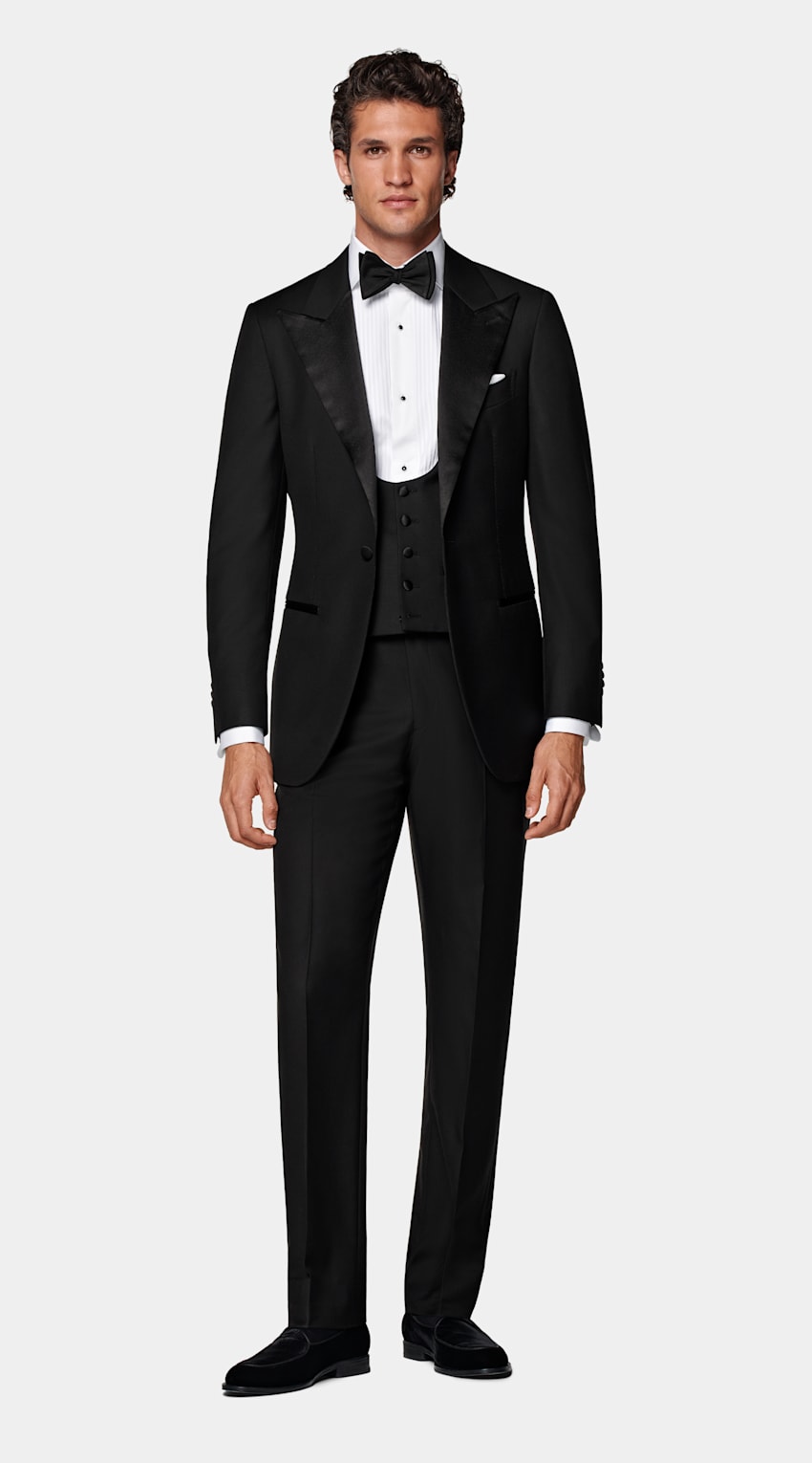 Black Three-Piece Tailored Fit Havana Tuxedo