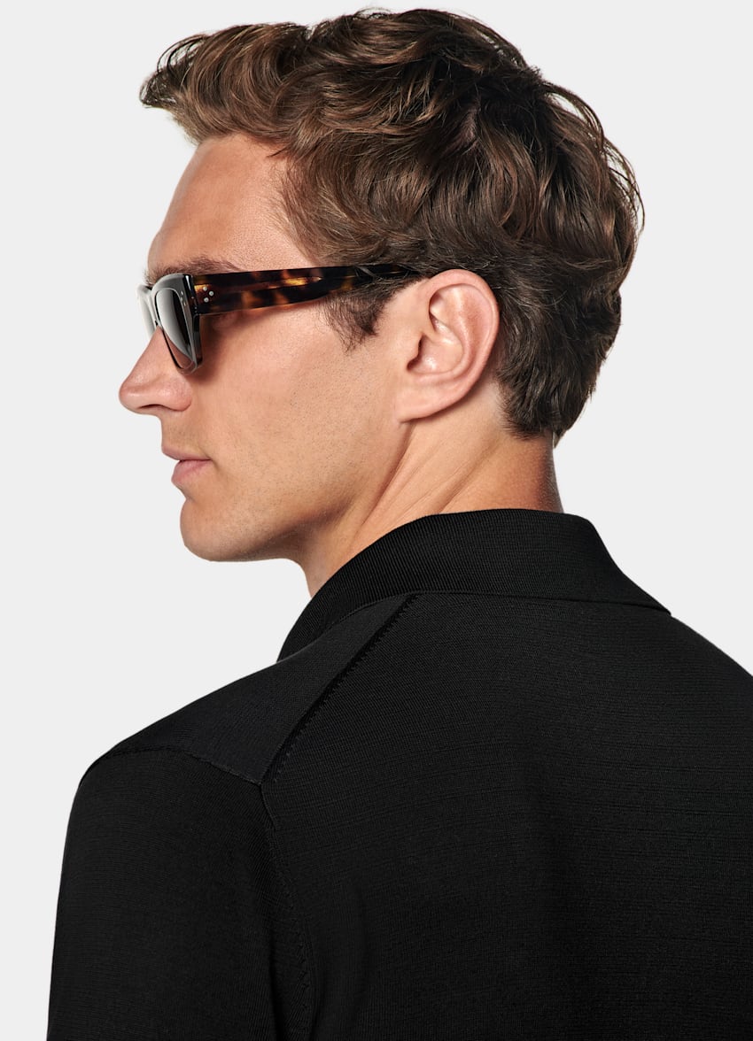 Black Long Sleeve Polo