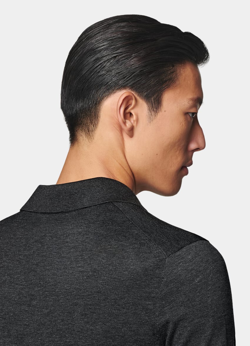 Dark Grey Buttonless Polo