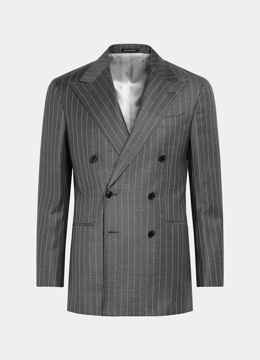 Mid Grey Striped Custom Made Suit