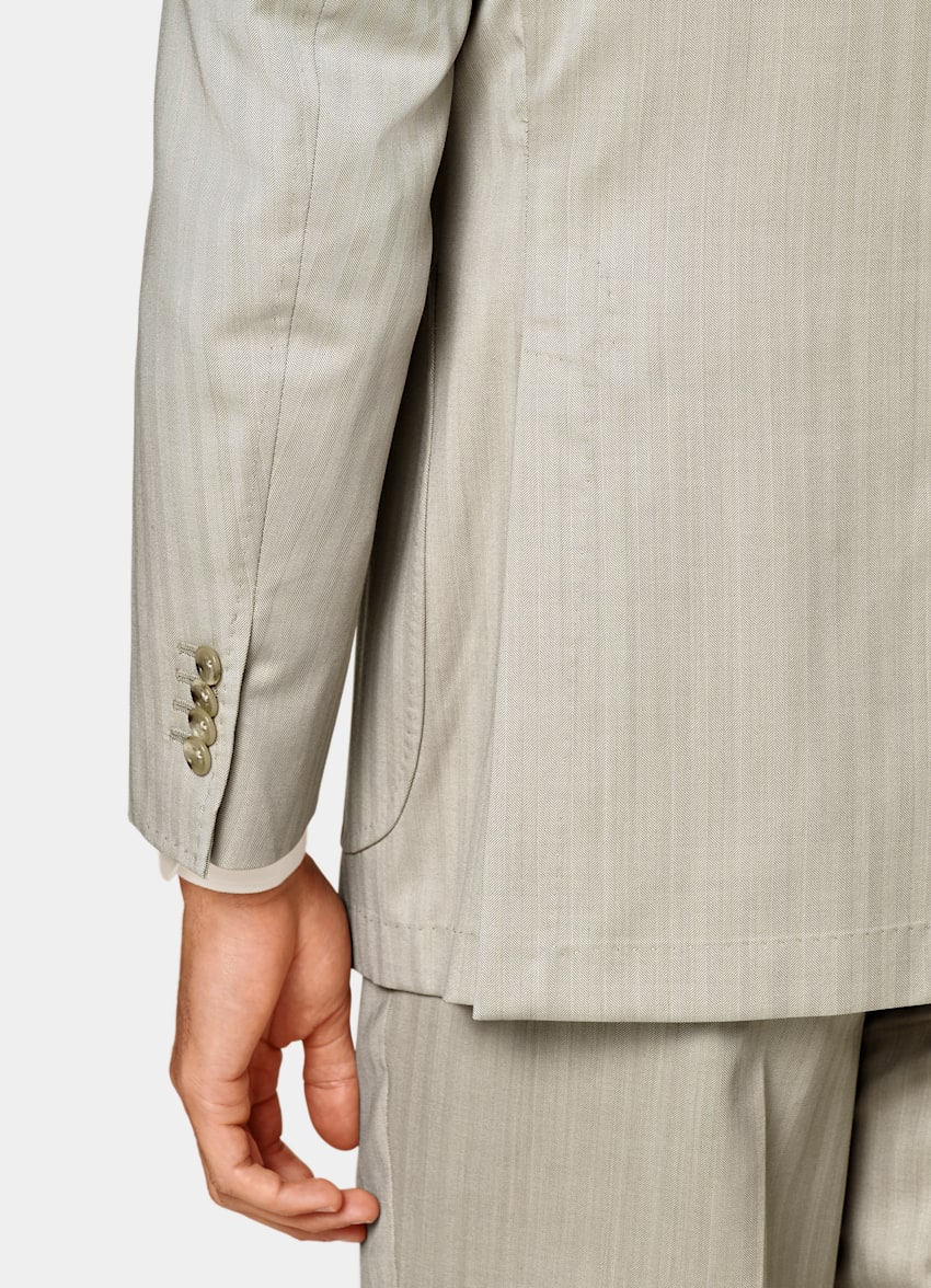 Sand Herringbone Perennial Tailored Fit Havana Suit