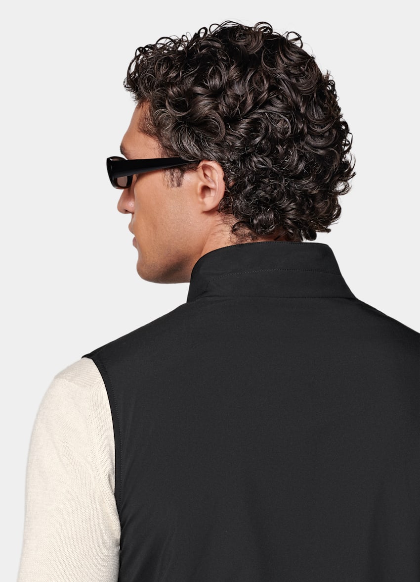 Black Reversible Light Padded Zip Vest