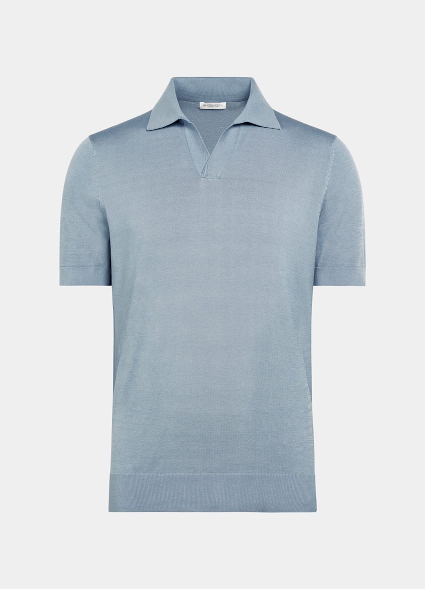 Light Blue Buttonless Polo