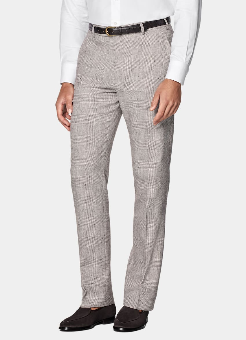 Light Taupe Checked Tailored Fit Havana Suit