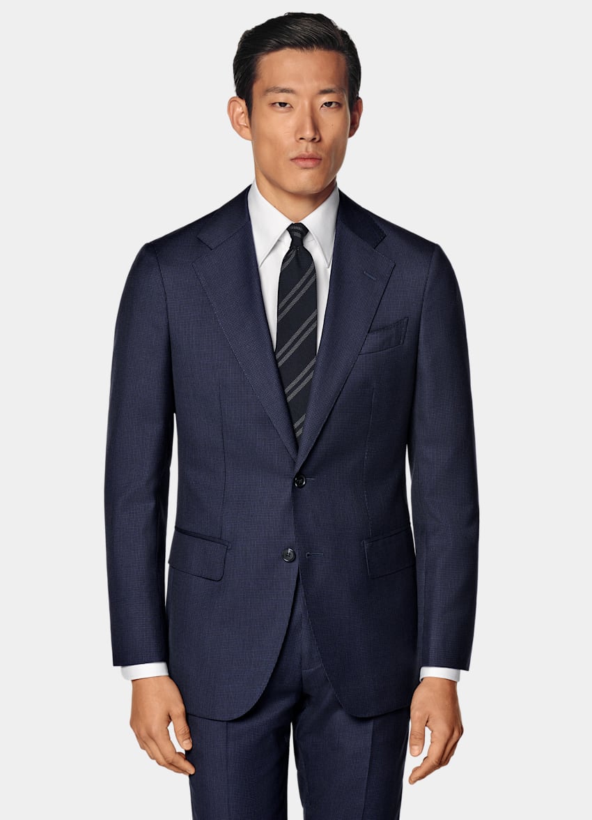 Navy Houndstooth Tailored Fit Havana Suit