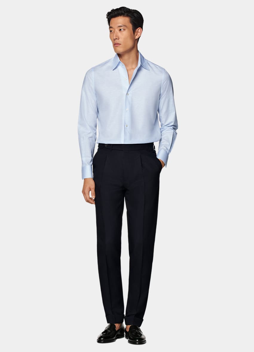 Light Blue Classic Collar One Piece Slim Fit Shirt
