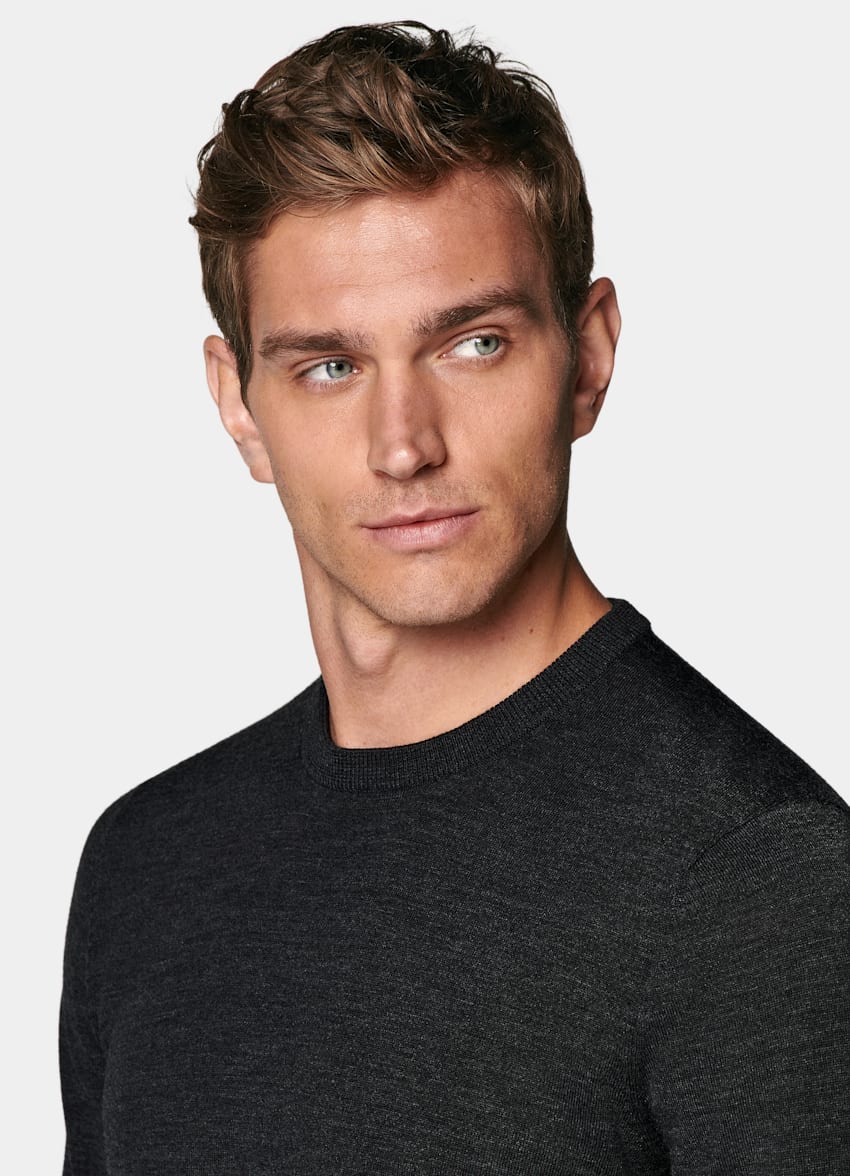 Dark Grey Merino Crewneck
