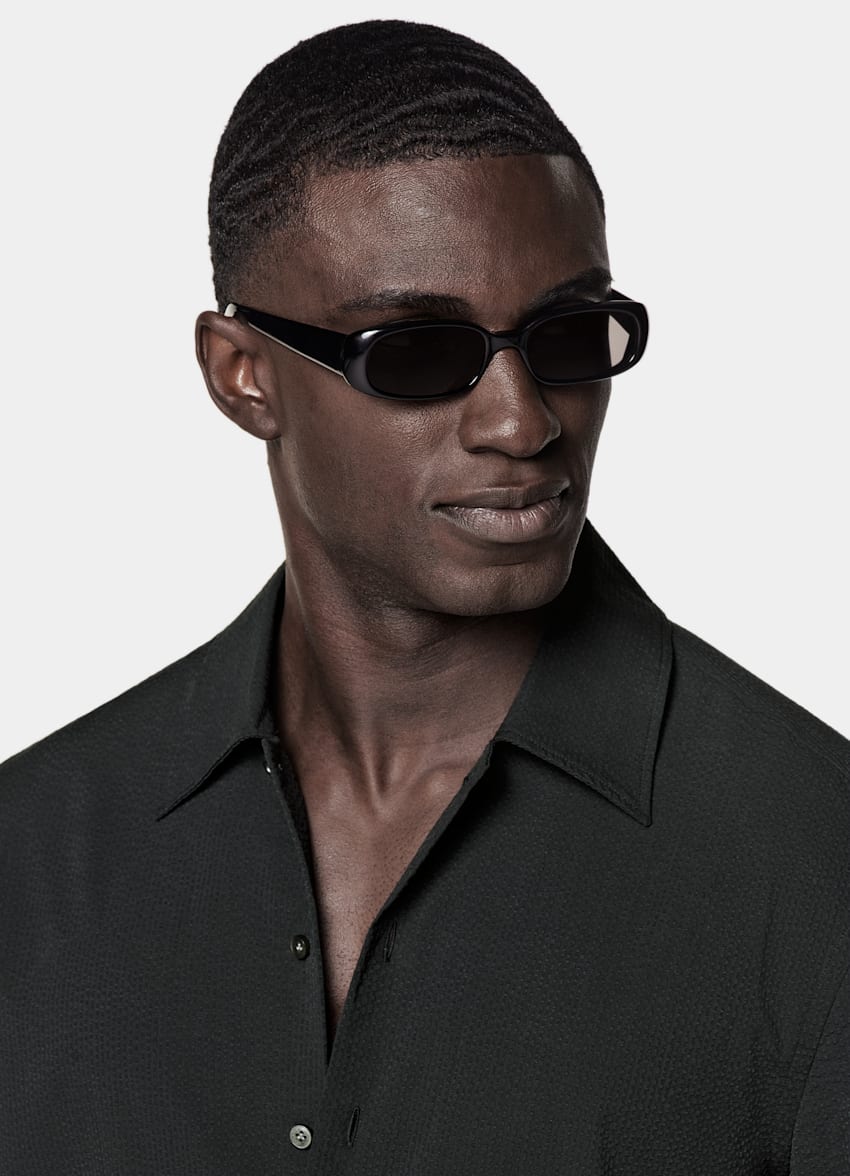 Black Tailored Fit Short Sleeve Shirt