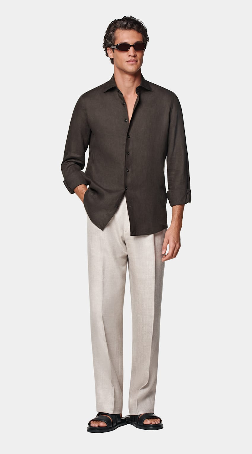 Dark Brown Tailored Fit Shirt