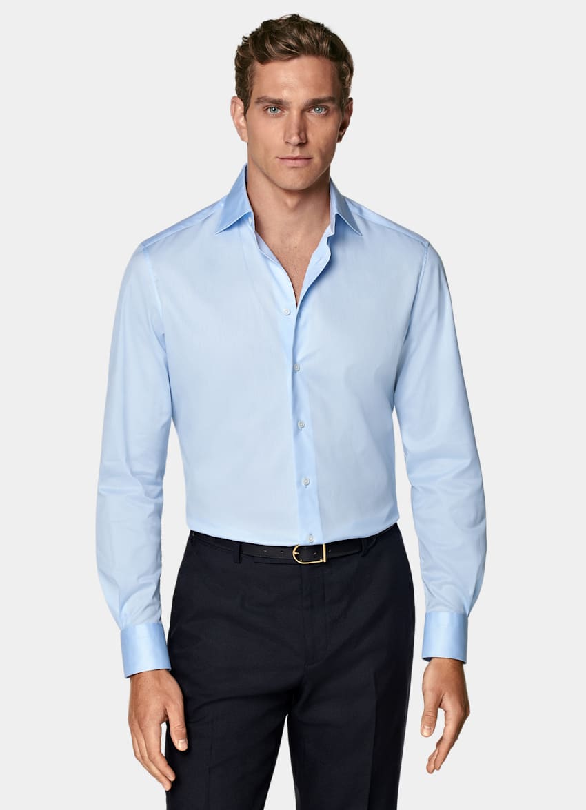 Light Blue Twill Tailored Fit Shirt