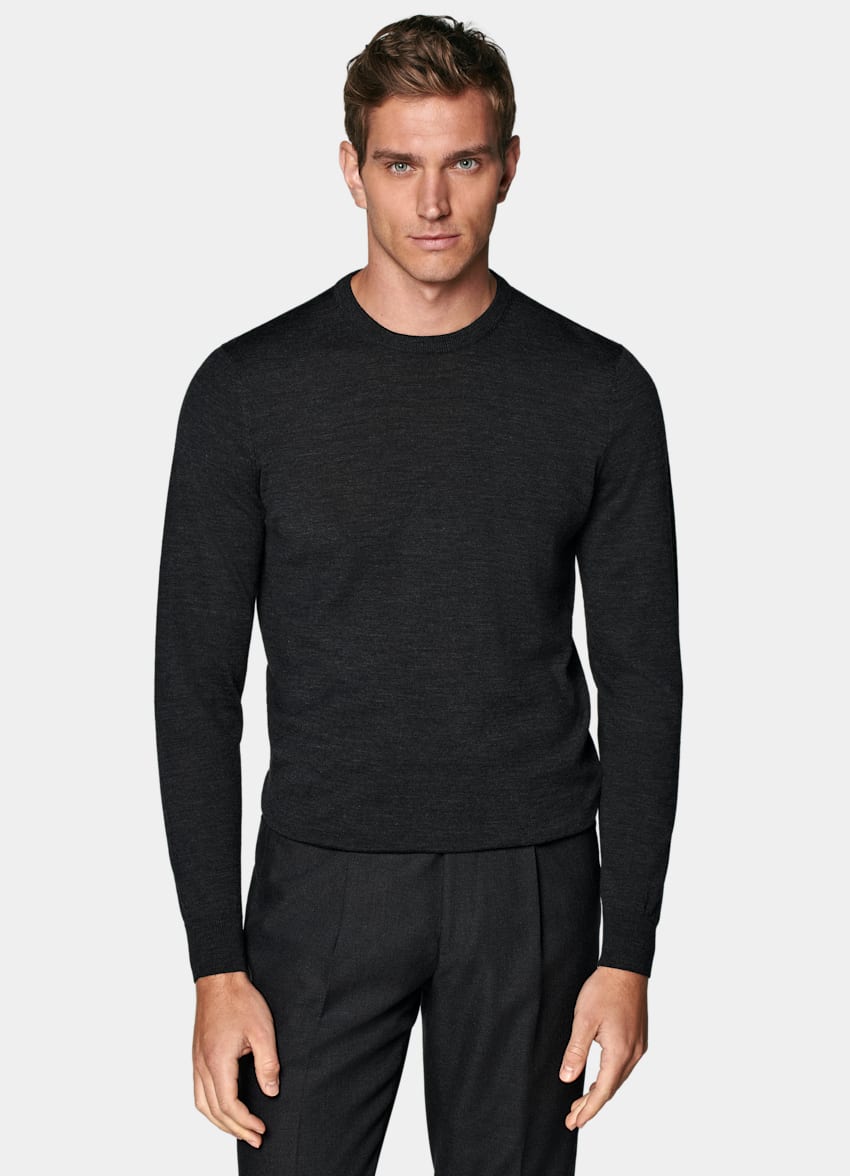 Dark Grey Merino Crewneck