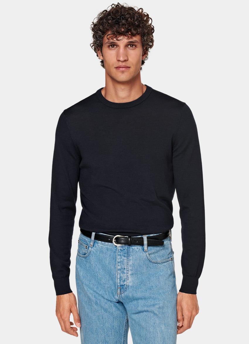 Navy Merino Crewneck