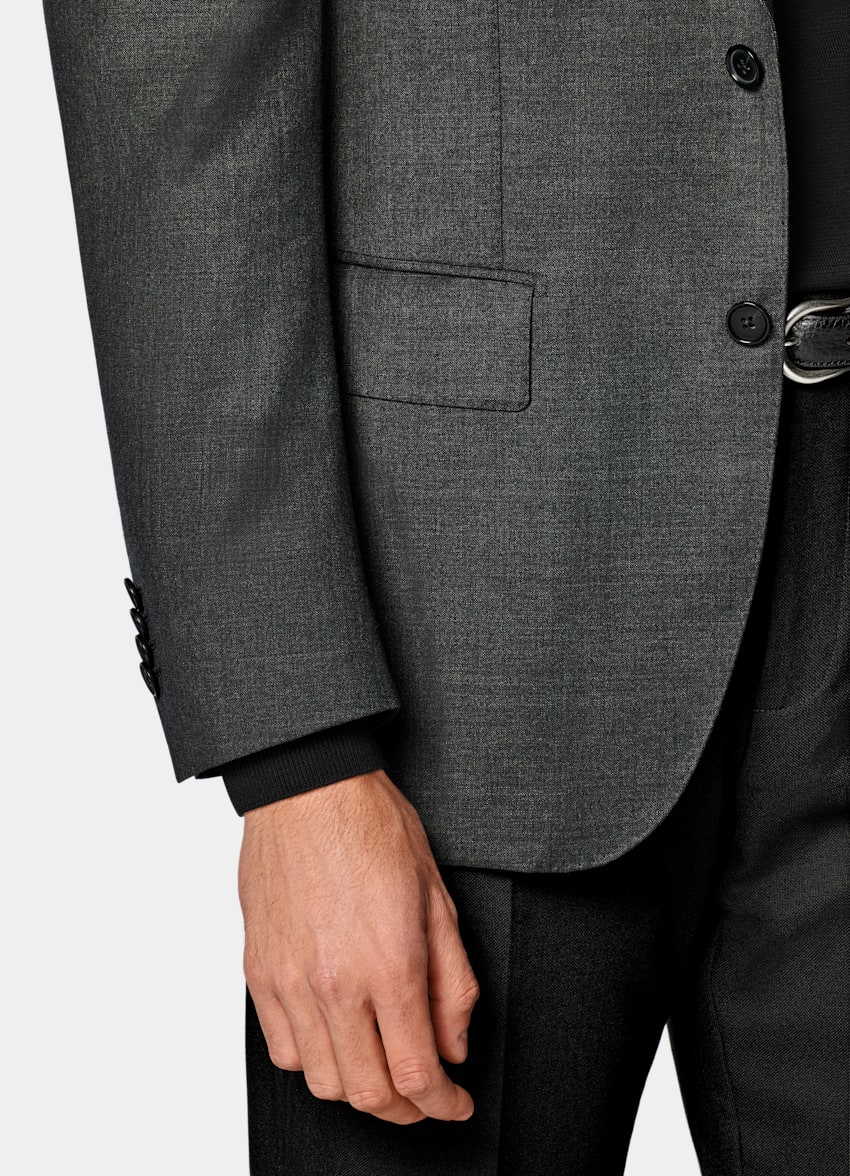 Dark Grey Tailored Fit Havana Suit Jacket