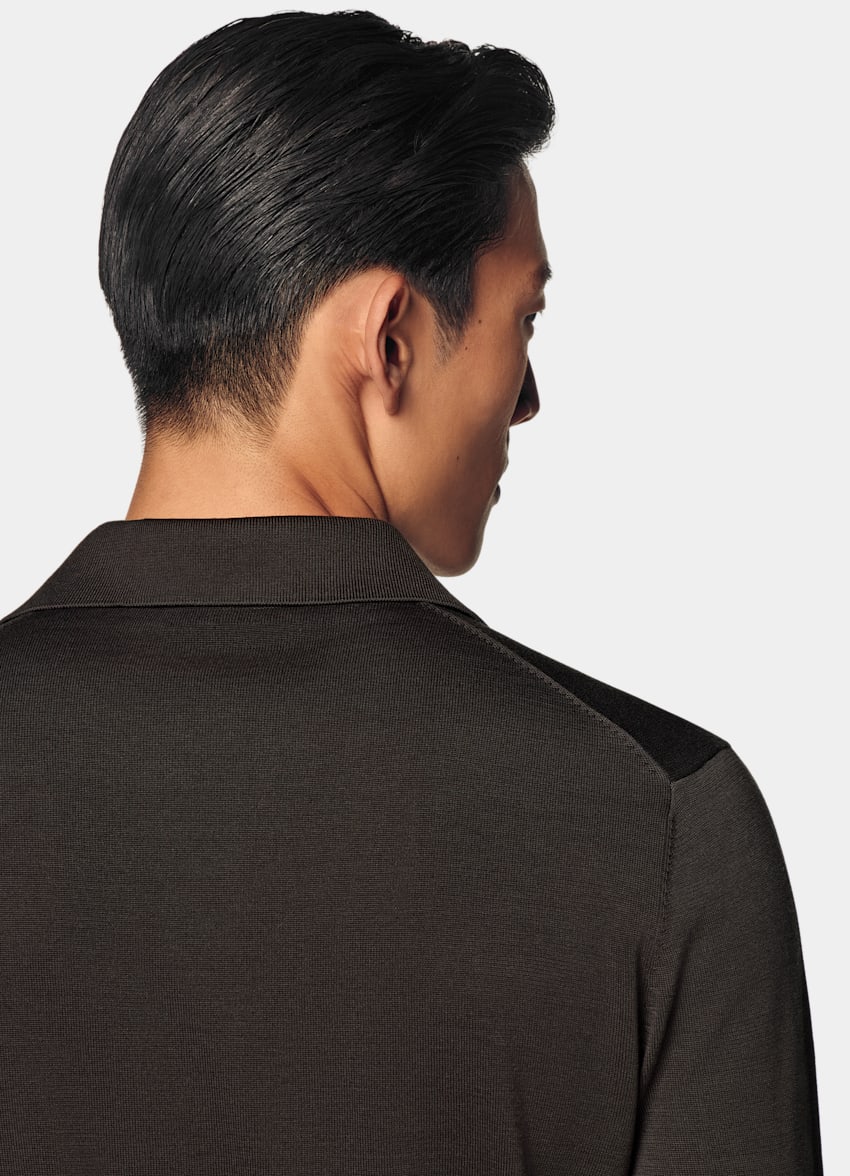 Dark Brown Long Sleeve Polo