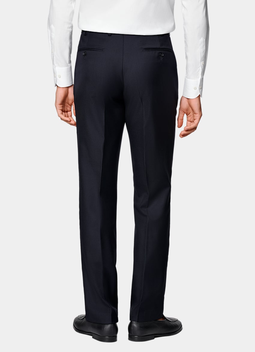 Navy Slim Leg Straight Suit Pants