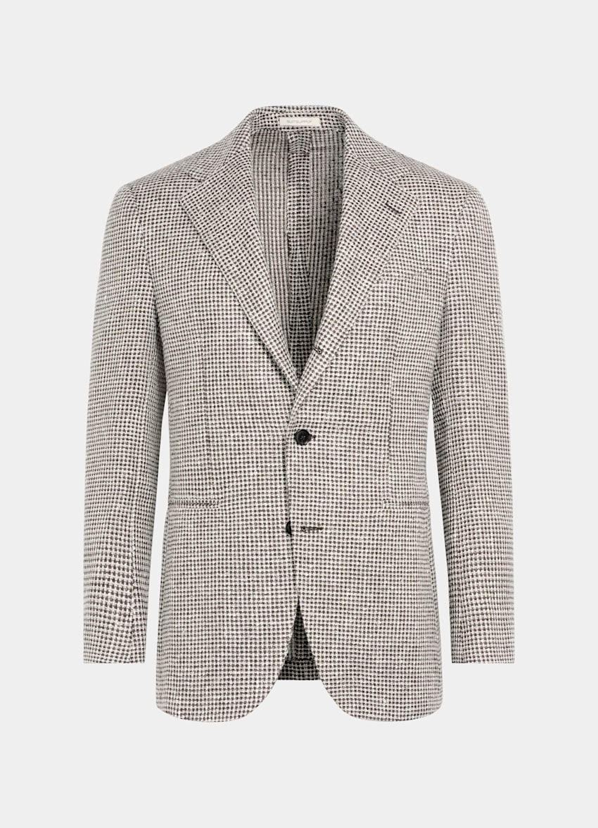 Mid Brown Checked Relaxed Fit Roma Blazer
