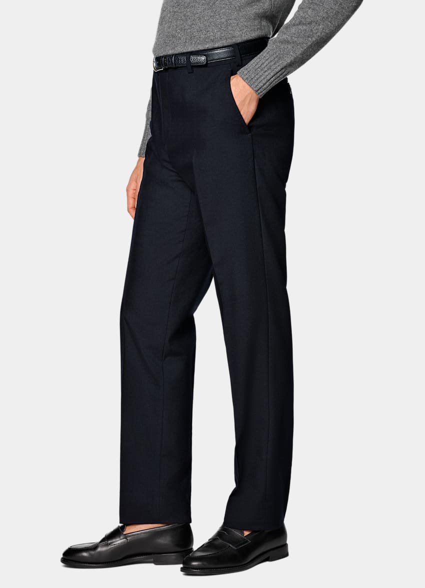 Navy Straight Leg Suit Trousers