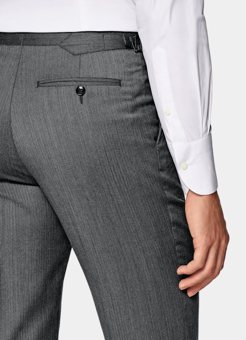 Dark Grey Herringbone Perennial Tailored Fit Havana Suit